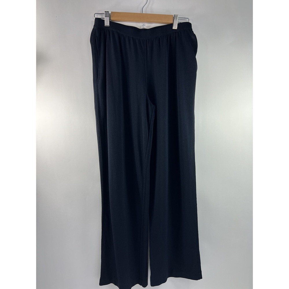 Nino Columbo Made in Italy Black Semi Sheer Pull up Pants Womens Size 42